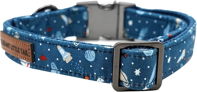 Elegant little tail Dog Collar, Blue Universe Pattern Pet Collar Durable Cute Dog Collars Male Pet Gift Adjustable Dog Collar for X-Small Dogs