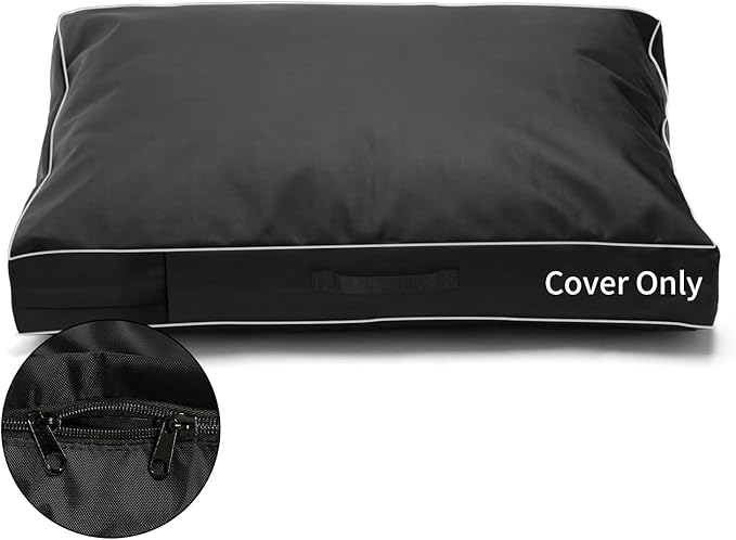 COSHNIBI Dog Bed Covers Replacement Washable,Waterproof Dog Bed Cover with Zip and Carry Handle for Dog/Cat 54''Lx44''Wx4''H-Black