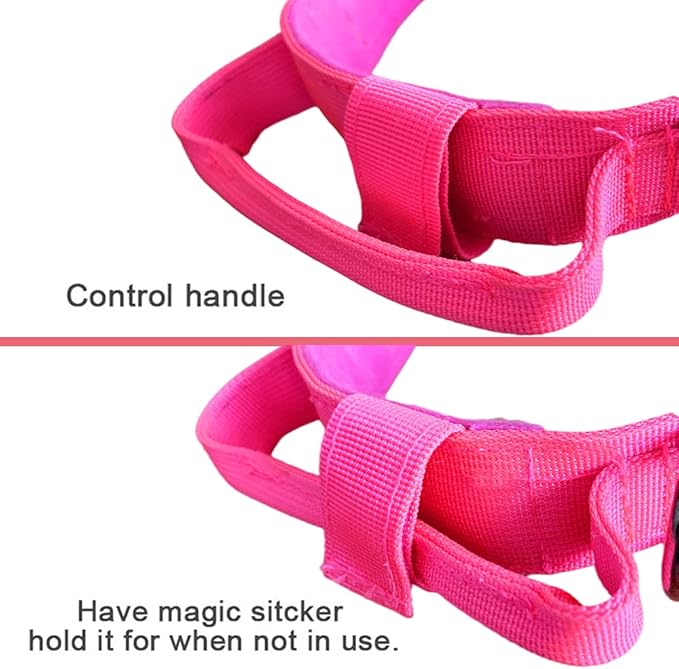 Xqpetlihai Tactical Dog Collar Adjustable Military Nylon Dog Collar with Control Handle and Heavy Duty Metal Buckle for Medium and Large Dogs (Pink,L)