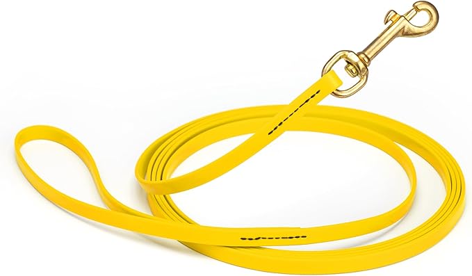 Viper Biothane K9 Working Dog Leash Waterproof Lead for Tracking Training Schutzhund Odor-Proof Long Line with Solid Brass Snap for Puppy Medium and Large Dogs, 33ft Lemon Yellow