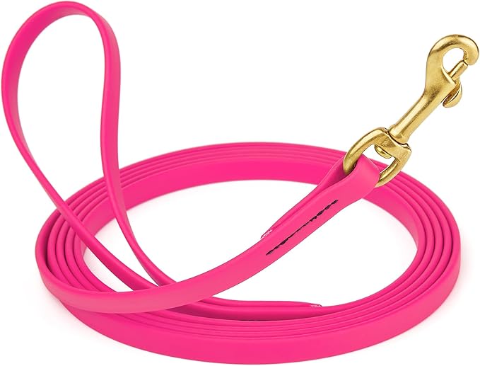 Viper Biothane K9 Working Dog Leash Waterproof Lead for Tracking Training Schutzhund Odor-Proof Long Line with Solid Brass Snap for Puppy Medium and Large Dogs, 10ft Passionfruit Pink