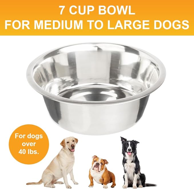 Neater Pet Brands 7 Cup (56 oz.) Stainless Steel Dog Bowls, Set of 2 Neater Feeder Replacement Bowls (M/L Express, Large Deluxe Models), Dog Food Bowl & Water Bowl, Dishwasher Safe Metal Dish for Dogs