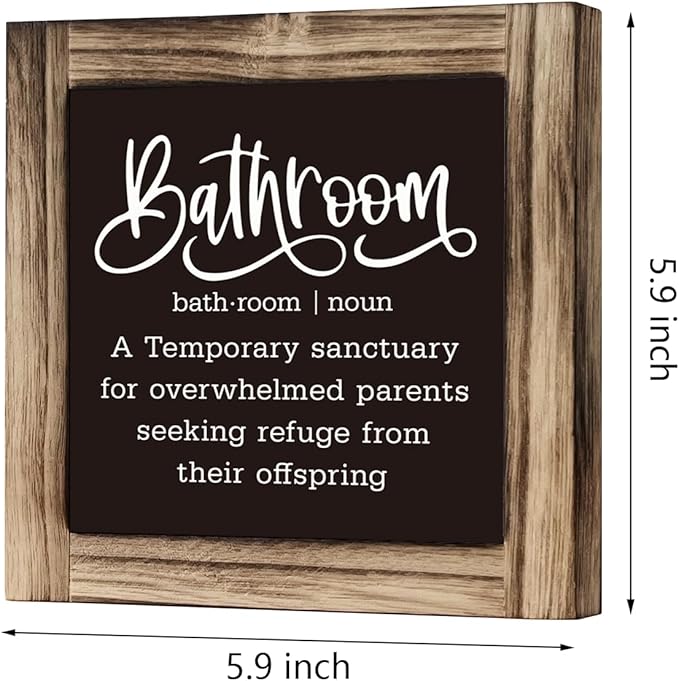 Rustic Wooden Tabletop Funny Bathroom Definition Sign - Kids & Farmhouse Washroom Toilet Decor