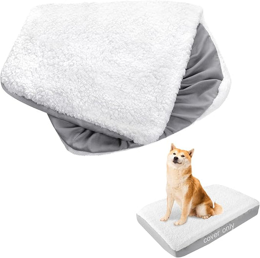 Washable Waterproof Dog Mattress Cover Plush Dog Bed Cover-Easy to Remove and Comfortable