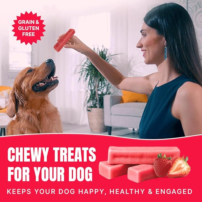 Tibetan Dog Chew Yak Cheese Sticks (3 Large Chews) Strawberry Flavored - Handmade Treats for Large Dogs, Long-Lasting, Easy to Digest, Grain-Free, Gluten-Free, for Aggressive Chewers