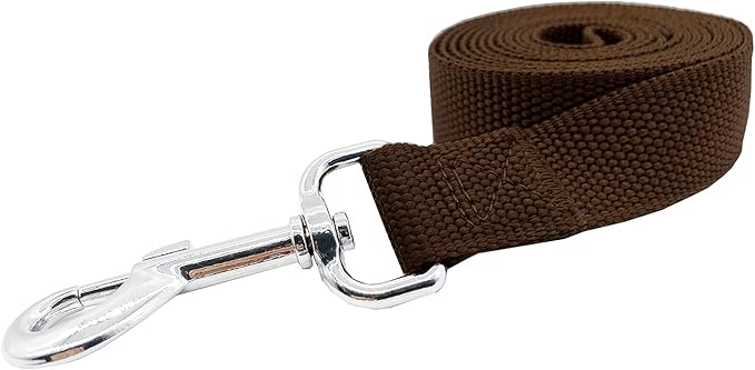 Nylon Dog Training Leash, Traction Rope, 4Ft /5 Foot /6 Feet Long, 5/8 inch 3/4 Inch 1 Inch Wide, for Small and Medium Dogs (5/8'' x 6 FT, Brown)