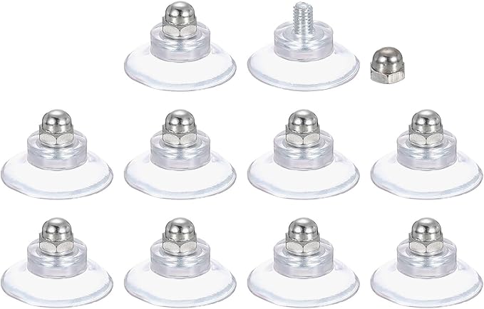 uxcell 10 Packs Suction Cups for Glass 34mm/1.3" Dia Clear PVC Window Glass Suction Sucker Pads with M6 x 8mm Screw for Window Bathroom Door Glass Wall Car Sun Shade