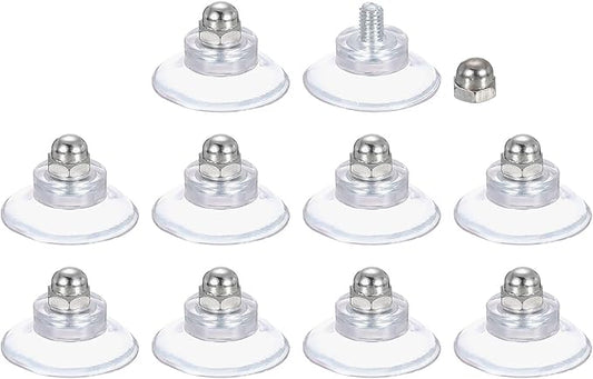 uxcell 10 Packs Suction Cups for Glass 34mm/1.3" Dia Clear PVC Window Glass Suction Sucker Pads with M6 x 8mm Screw for Window Bathroom Door Glass Wall Car Sun Shade