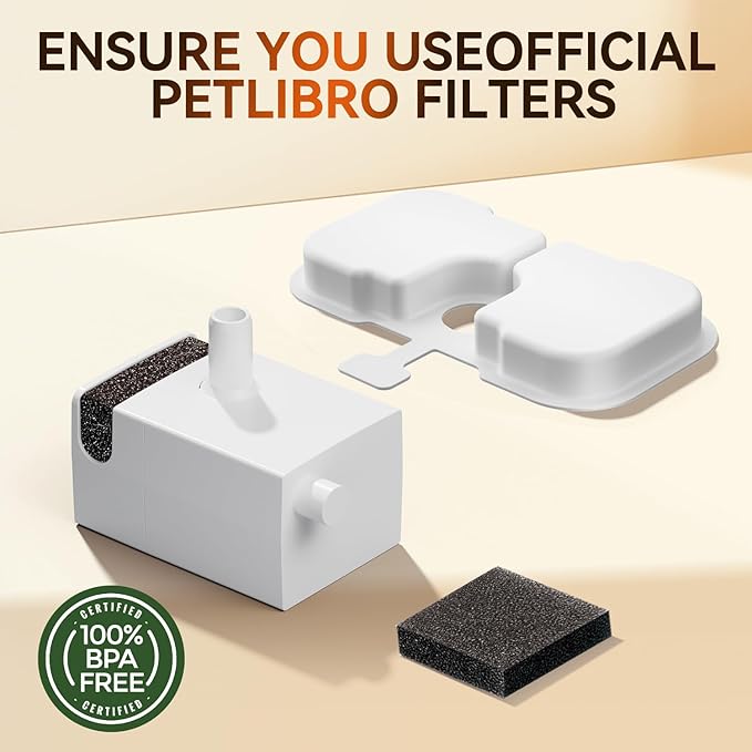 PLFF015 Replacement Pump for PETLIBRO Cat Water Fountain Models PLWF005, PLWF115, PLWF105, Ultra Quiet Pump with 4 Filters and 4 Sponges