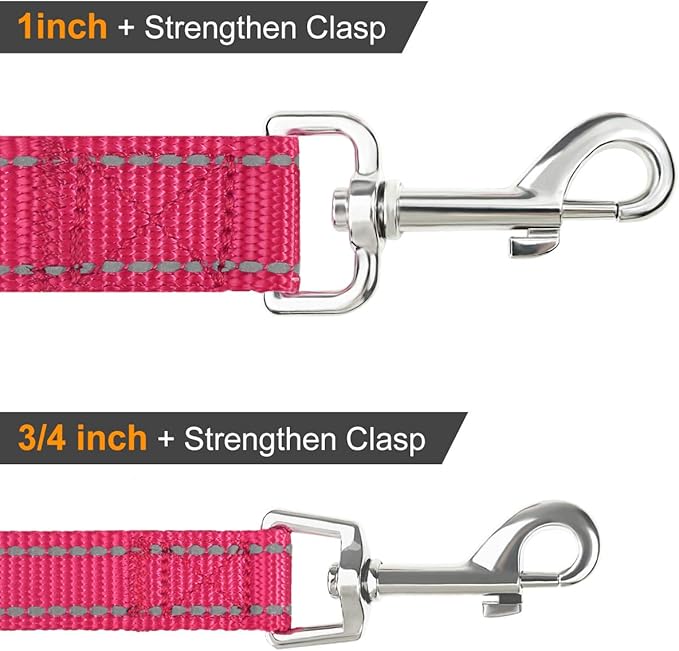 Joytale Dog Leash Heavy Duty for Small Medium Dogs, 4 FT Reflective Nylon Pet Walking Lead with Soft Padded Handle, Durable & Tangle Free for Training, Running & Safety Control, Hotpink