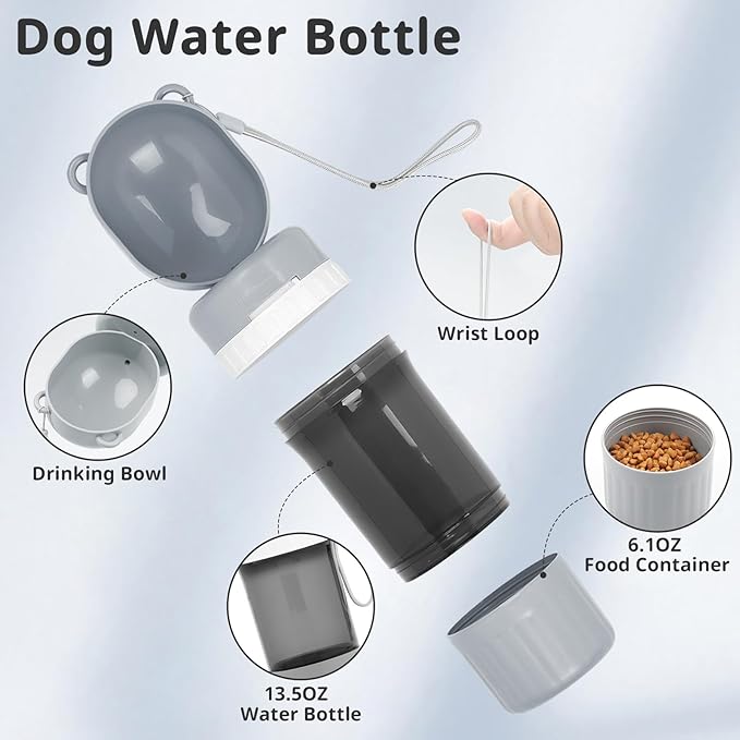 Pet Water Bottle Leak Proof Portable - Dog Water Dispenser with Foldable Drinking Bowl, Puppy Travel Accessories for Outdoor Walking, Hiking, Running