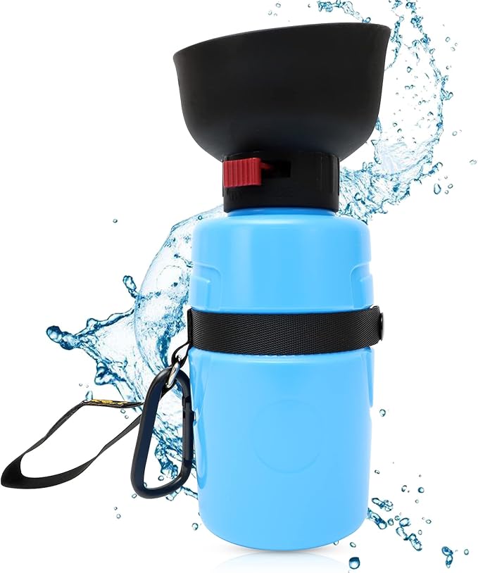 Buddy’s Best 21oz Dog Water Bottle Upgraded – Outdoor Collapsible Water Bowl Cup for a Trip, Hiking, Walking, Traveling – Adventure and Pet Travel Essentials – Doggy Hydration Gadgets (Blue)