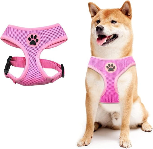 BINGPET No Pull Dog Harness Medium Sized Dog,Breathable Mesh Puppy Cat Harnesses,Adjustable Escape Proof Pet Outdoor Harnesses,Soft & Lightweight Small Dog Harness for Training and Walking,Pink, M