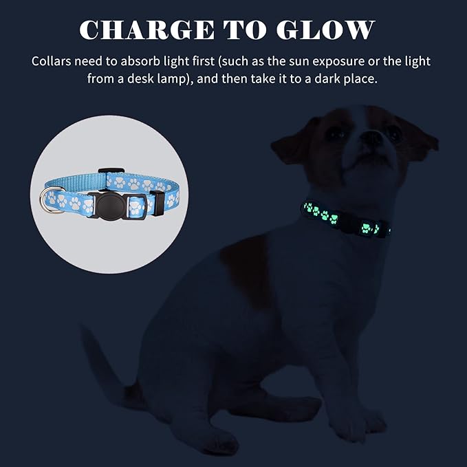 14 PCS Puppy Collars for Litter Puppy ID Collars Glow in The Dark Whelping Supplies Soft Nylon Breakaway Coloured Collars with 2 ID Tags(S)