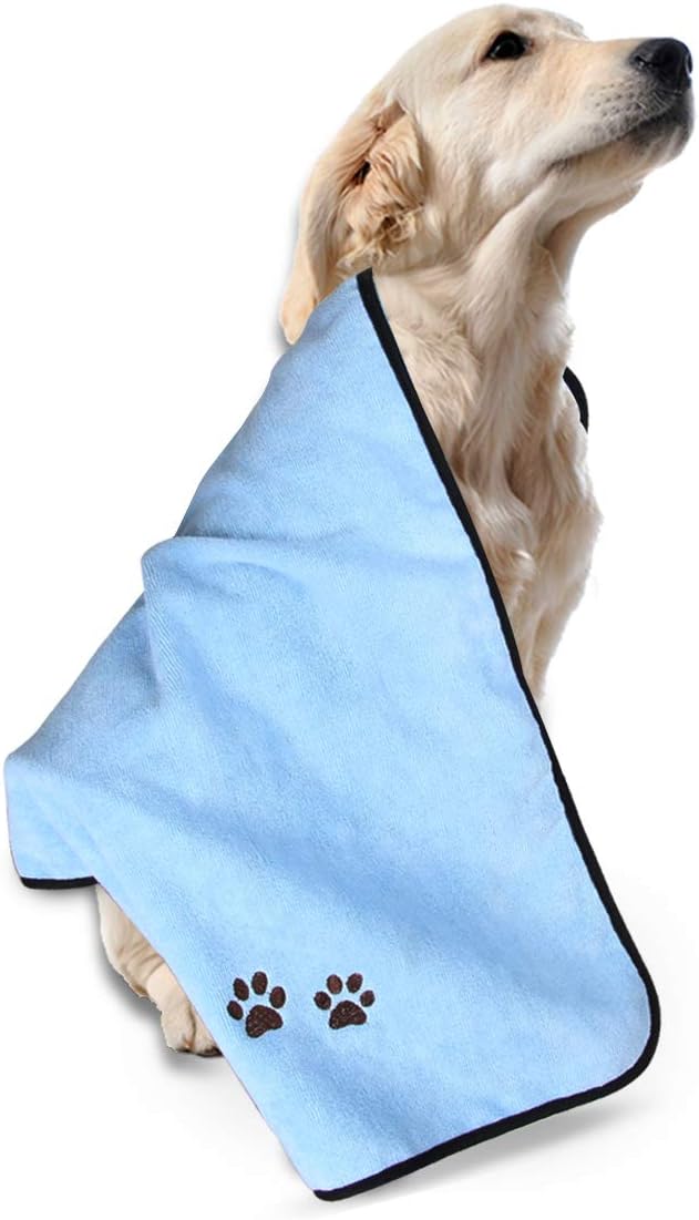 Pet Dog Cat Microfiber Drying Towel Ultra Absorbent Great for Bathing and Grooming (2-Pack)