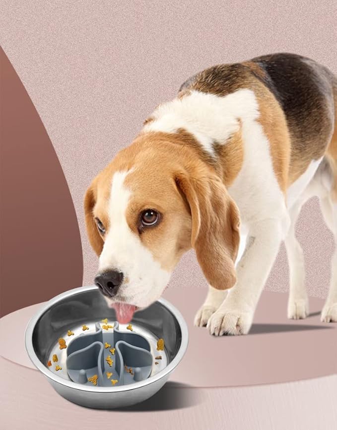 Silicone Slow Feeder for Dog Cat Puppy Pet with Strong Suction Cups for Dog Bowls (Medium, Gray)