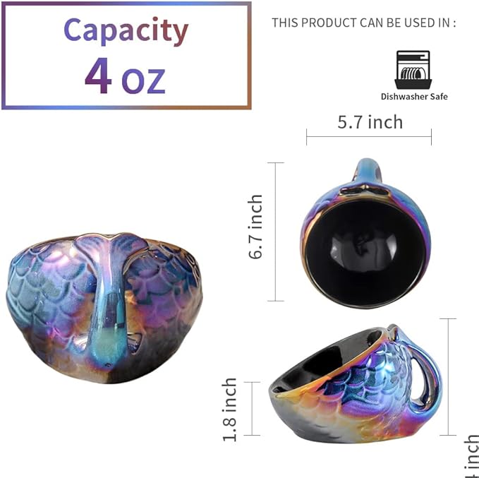 Nihow Cat Food Bowl: 5.7 Inch Ceramic Raised Cat Dish - Elevated Pet Bowl for Protecting Pet's Spine - Colorful Blue (4OZ /1 PC)