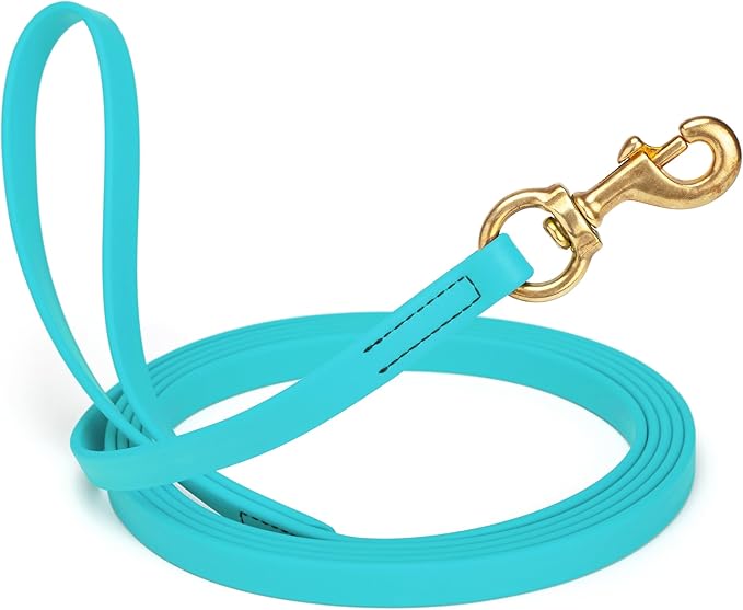 Viper Biothane K9 Working Dog Leash Waterproof Lead for Tracking Training Schutzhund Odor-Proof Long Line with Solid Brass Snap for Puppy Medium and Large Dogs, 10ft Sky Blue