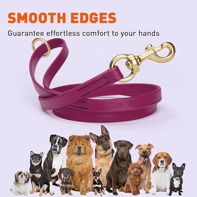 Viper Biothane K9 Working Dog Leash Waterproof Lead for Tracking Training Schutzhund Odor-Proof Long Line with Solid Brass Snap for Puppy Medium and Large Dogs 6ft, Magenta Pink