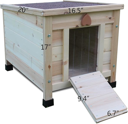 Rockever Outdoor Cat House,Outdoor cat Houses for Feral Cats Weatherproof Rabbit Hutch Small, Wooden Small Pet House and Habitats-Beige
