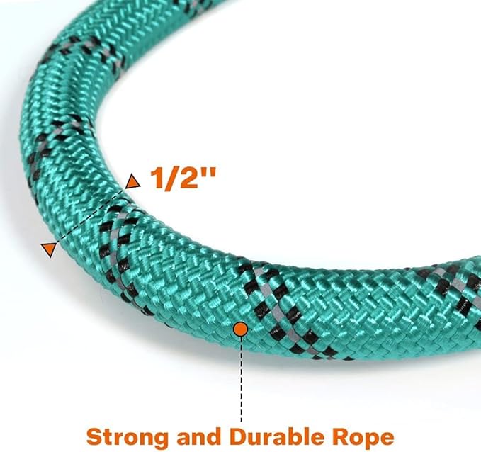 Taglory Rope Dog Leash 6 FT with Comfortable Padded Handle, Highly Reflective Threads Leash for Medium Large Dogs, 1/2 inch, Turquoise