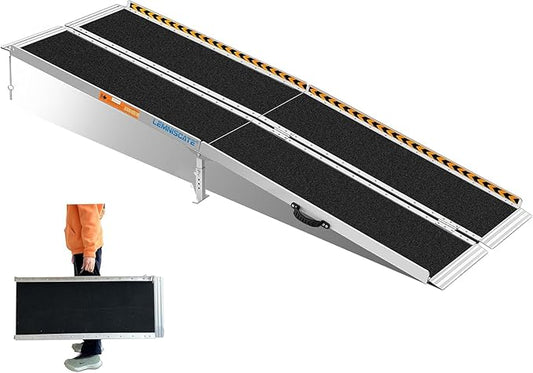 LEMNISCATE Portable Wheelchair Ramp 7FT, Non-Slip Aluminum Handicap Ramp with Handle, Folding Wheel Chair Ramps for Homes Steps, Stairs, Entry, Threshold, Doorways, Scooter, 800LBS Capacity