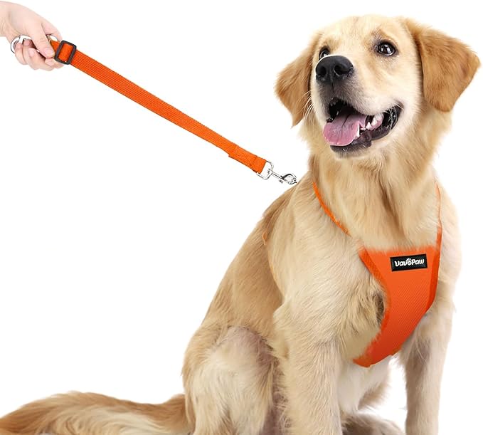 Dog Seat Belt, Safety Vest Dog Car Harness with Adjustable Buckle Dog Seat Belt for Vehicle Nylon Pet Safety Seat Belts Heavy Duty(L, Orange)