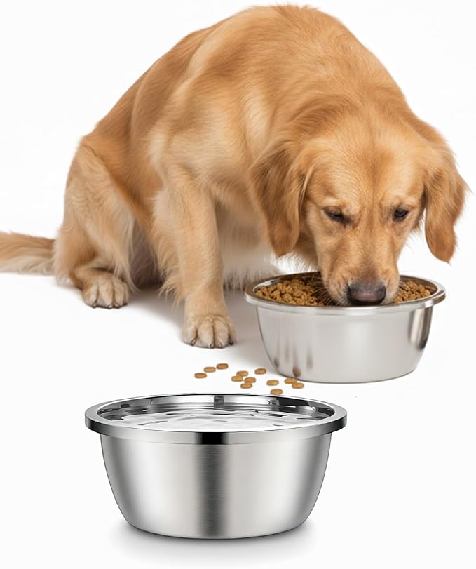 Stainless Steel Dog Bowl, 2 Pack 208 Oz Metal Dog Food Bowls 26 Cup Stainless Steel Pet Bowls Heavy Duty Pet Bowl for Medium Large Dogs, 12"