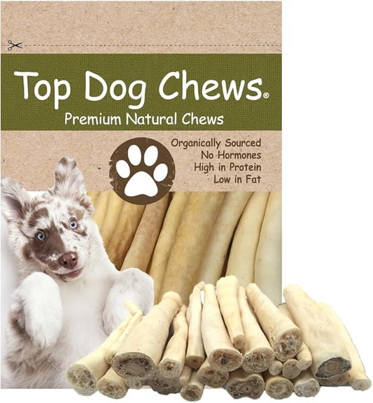 Top Dog Chews - 6 Inch Cow Tails, High-Protein Dog Treats, 100% Naturally Sourced Dog Chew from Free Range Grass-Fed Cattle, Beef Bull Puppy Treats (12 Pack)