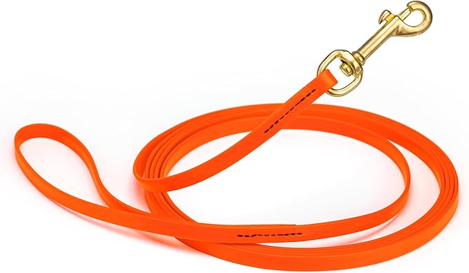Viper Biothane K9 Working Dog Leash Waterproof Lead for Tracking Training Schutzhund Odor-Proof Long Line with Solid Brass Snap for Puppy Medium and Large Dogs, 10ft Hunter Orange