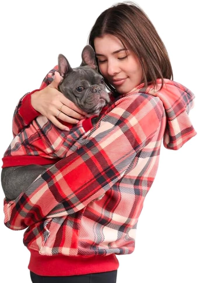 Spark Paws Human Hoodie - Premium Quality, Buttery Soft, Superior Comfort and Fit, Calming Fleece Interior, Suitable for All Styles - Red Plaid, S