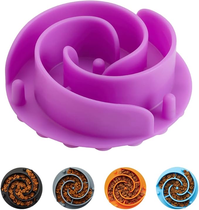 Slow Feeder Dog Bowls Insert, Animire Soft Silicone Slow Eating Dog Food Bowl for Small, Medium and Large Dogs, Compatible with Regular and Elevated Bowls