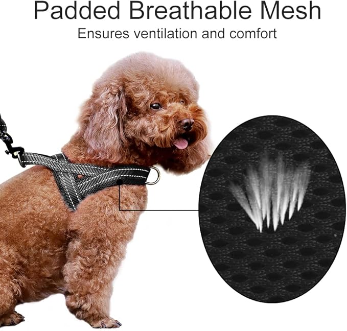 Plutus Pet No Pull Dog Harness with Breathable Mesh Padded, Adjustable Reflective Escape Proof Dog Harness, Quick Fit Dog Vest Harness for Small Medium Large Dogs(XL, Black)