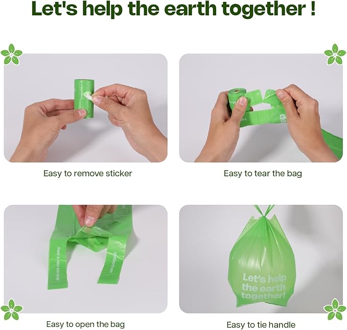 Dog Poop Bags with Handles Sakura Scented 18 Rolls 270 Counts Leak Proof and Extra Thick Waste Bags for Walking Small Medium Dogs