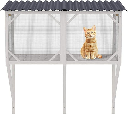 Cat Window Box Catio, Outdoor Cat Enclosure, All-Weather Window Perch for Indoor Cats, Safe Sunbathing Space with 360° View, Easy Installation for Home, Apartment