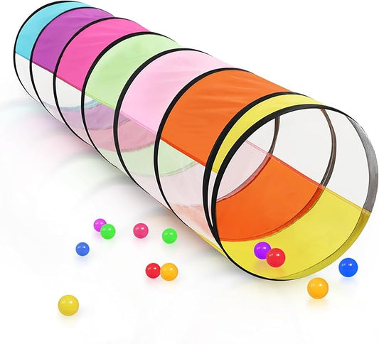 Colorful Baby Play Tunnel for Toddlers with 2 Mesh Sides, Kids Crawling Tunnel Play Tent Pop Up Toddlers Tunnel, Cat Tunnel for Dogs Pets Indoor Outdoor Toy Gift