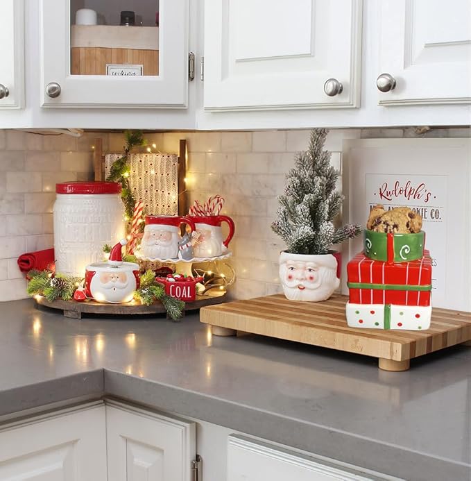 Hanna's Handiworks Christmas Presents Cookie Jar - Merry Decor for Kitchen Storage and Decoration for Holiday Parties and Everyday Use - Perfect for Home, Office, Dorm, and School