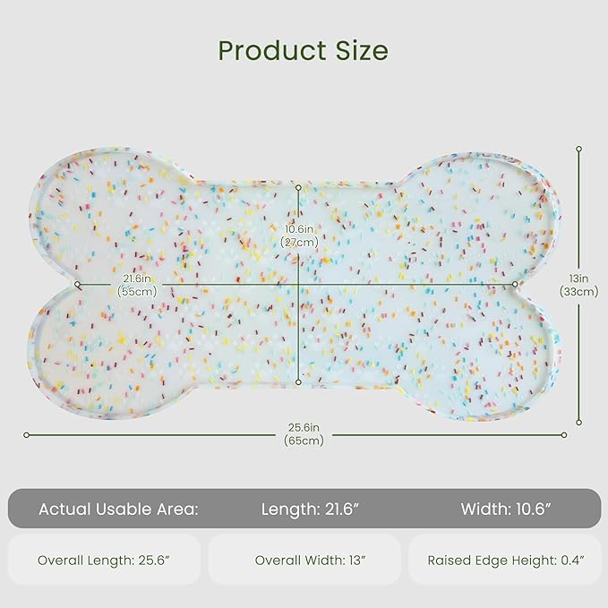 Dog Food Mat Anti-Slip Silicone Dog Bowl Mat Thicker Pet Placemat Waterproof Cat Feeder Pad with Raised Edge Puppy Kitten Feeding Mats Suitable Small Medium-Sized Dogs Cats Eating Tray