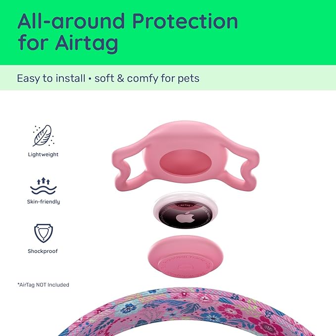 WhoseID Airtag Dog Collar,with Waterproof airtag Holder竊똎riginal Stylish Cute Pattern Design.QR Code ID Buckle竊똂omfortable Soft Cotton for Small Medium Large Dogs