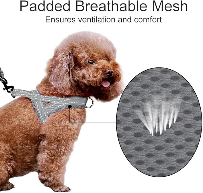 Plutus Pet No Pull Dog Harness with Breathable Mesh Padded, Adjustable Reflective Escape Proof Dog Harness, Quick Fit Dog Vest Harness for Small Medium Large Dogs(XXS, Gray)
