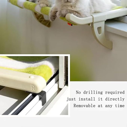 Cat Bedside Hammock, 2026 New Cats Bed & Window Perch, Adjustment & Stable Window Cat Beds for Indoor Cats, No Drilling Easy Install - Maximum Hold Up to 50lbs (1PC,19 * 14in)