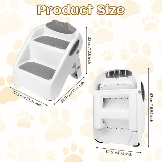 Dual Step Cat Ramp for Litterbox, Stable Cat Steps for Litter Box Easy to Clean, Automatic Cats Litter Steps Litter Box Step with Non-Slip Rubber Feet, Litter Box Ramp Pet Steps for Cats Small Older