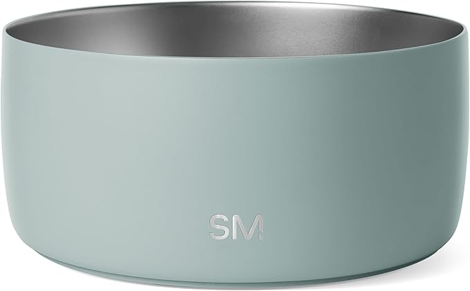 Simple Modern Stainless Steel Pet Water Bowl for Dogs & Cats | Insulated Stainless Steel Food Bowls for Dog Cat | No Tip No Slip BPA Free | Bentley Collection | Large (8 Cups) | Sea Glass Sage
