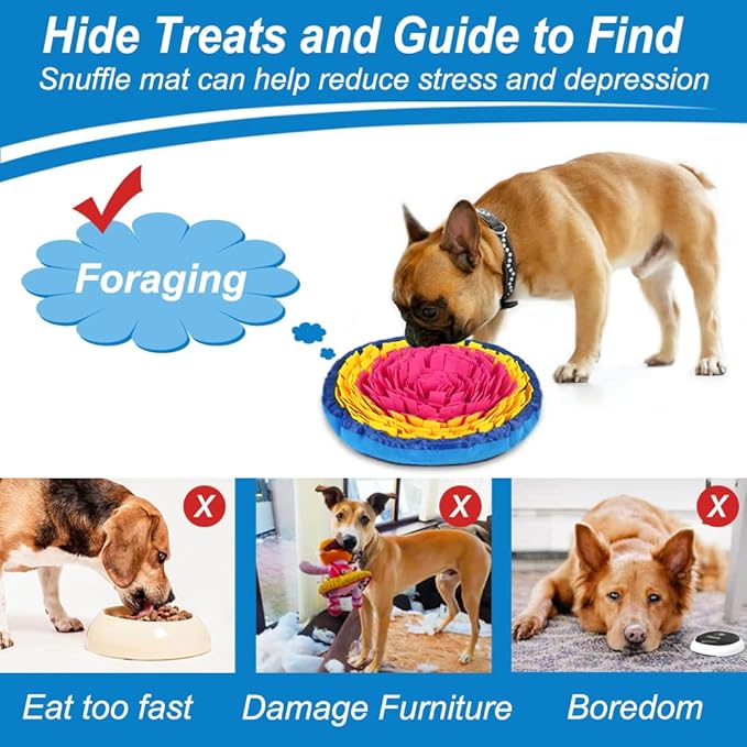 Vivifying Snuffle Mat for Dogs, Interactive Dog Enrichment Toys for Boredom and Mental Stimulation, Adjustable Sniff Mat for Slow Eating and Keep Busy (Red & Yellow)