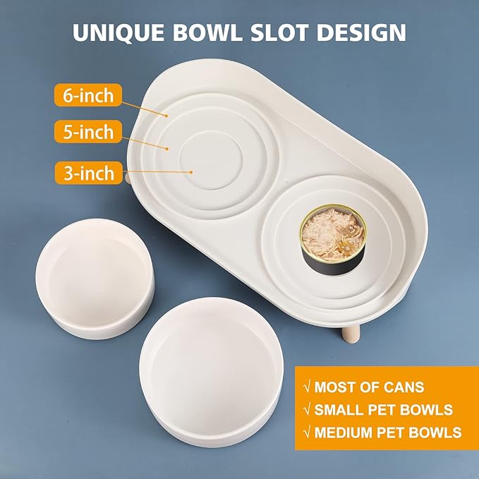 Elevated Ceramic Dog Bowl Set - Double Dog Feeding Bowls with Stand Splash Proof - Raised Dishes for Food and Water - Ideal for Small to Medium Dogs - 2 x 850 ml - 28.74 oz