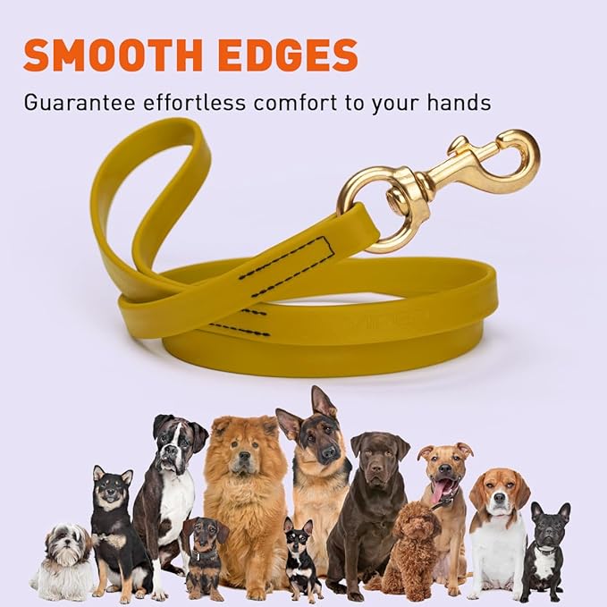 Viper Biothane K9 Working Dog Leash Waterproof Lead for Tracking Training Schutzhund Odor-Proof Long Line with Solid Brass Snap for Puppy Medium and Large Dogs 4ft, Treasure Gold