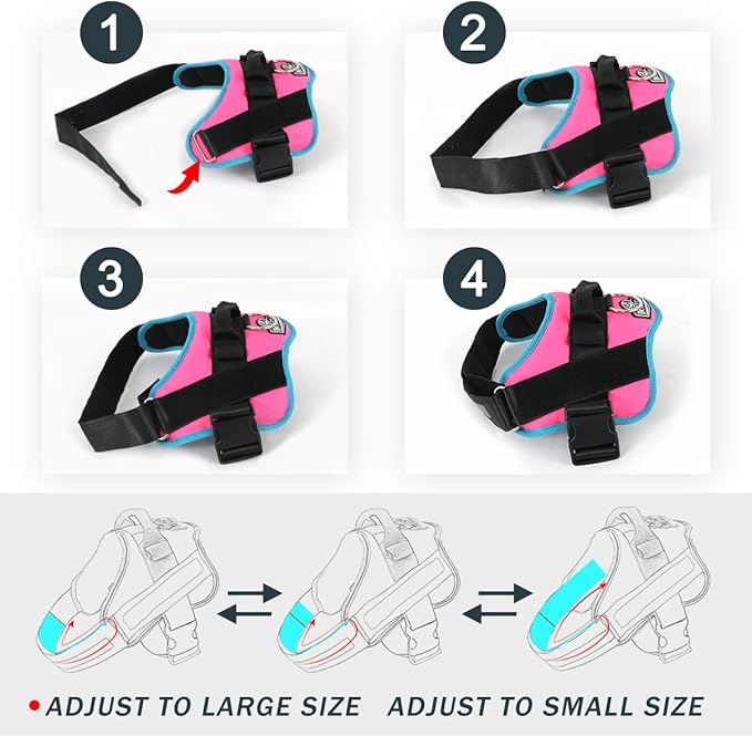Bolux Dog Harness, No-Pull Reflective Dog Vest, Breathable Adjustable Pet Harness with Handle for Outdoor Walking - No More Pulling, Tugging or Choking Small (Pack of 1) RoseTurquoise