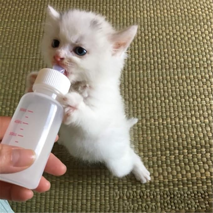 DoubleWood Pet Nursing Bottle Kits Nursing Bottle Kits Replacement Nipple Cat Feeding Bottle for Newborn Kittens, Puppies, Rabbits, Small Animals