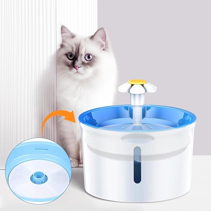 Filters Replacements for Flower Automatic Pet Fountains, Cat and Dog Water Fountain Replacement Parts, Cat Water Fountain Filters for 81oz/2.4L Round Fountains (8 Filters+4 Sponges)
