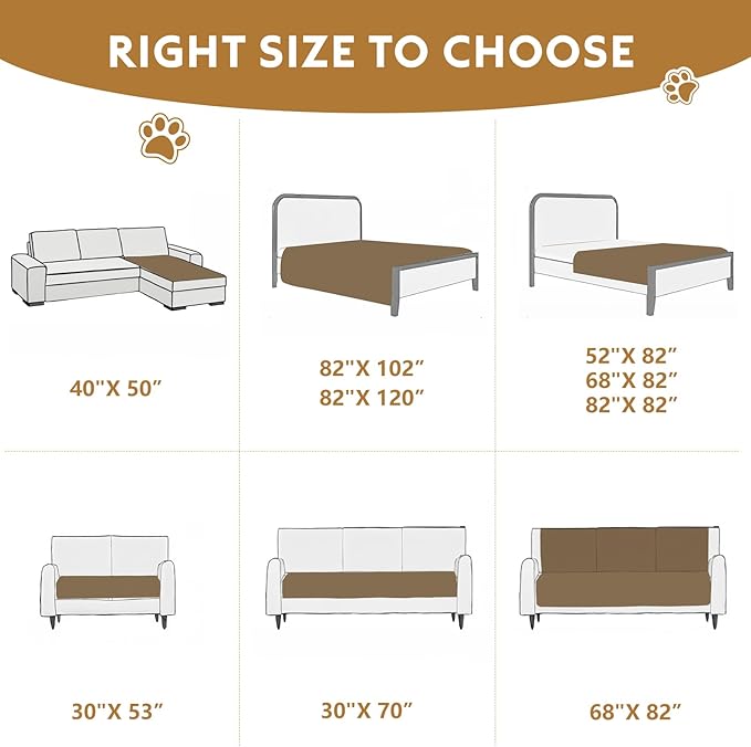 Waterproof Dog Blanket, Couch Cover for Dogs Washable, Reversible Dog Bed Cover, Couch Furniture Protector. (Dark＆Light Blue, 40 X 50 Inch - 1 Pack)